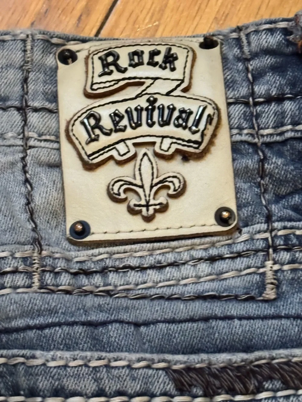 Rock Revival Mens Lanny Boot Jean Sz 34‎ Embellished Great Fade